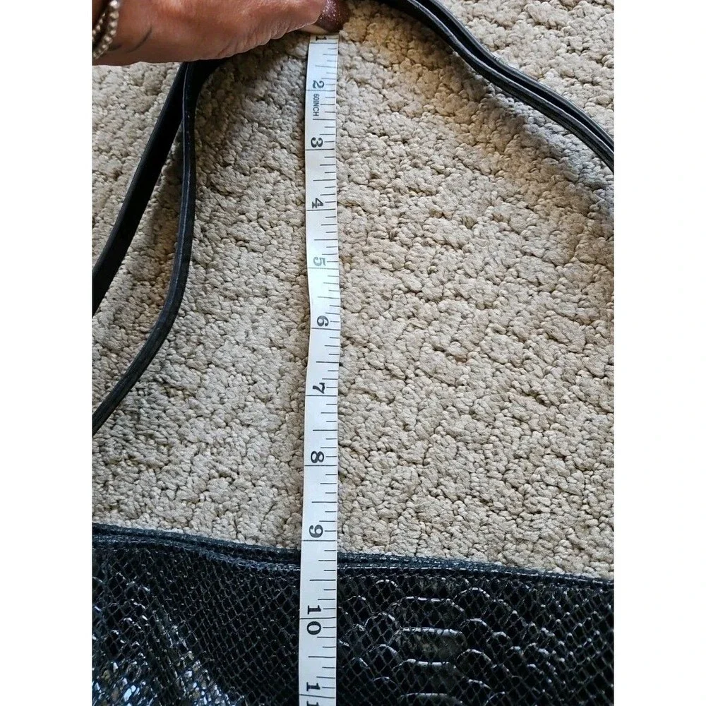 orYANY Black Croc Embossed Patent Leather Shoulder Bag Handbag